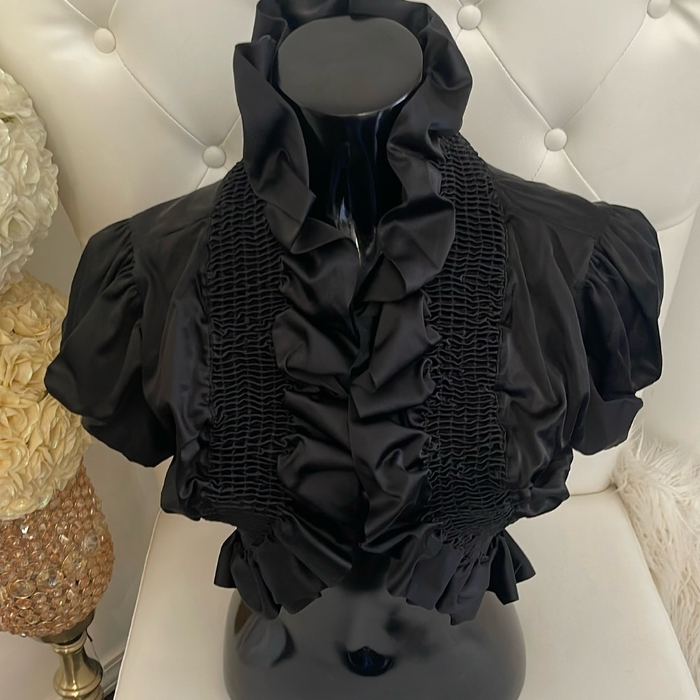 Black satin bolero type vest